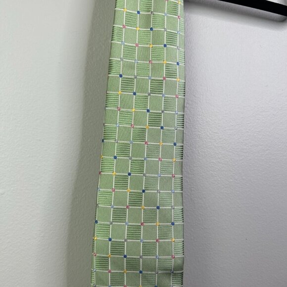 RBM Collection Men's Green Squared Design 100% Silk Tie - NWT - Picture 2 of 6